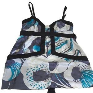 SINGLE 100% Silk Front Pockets Camisole Spaghetti Strap Blouse Top Sz P